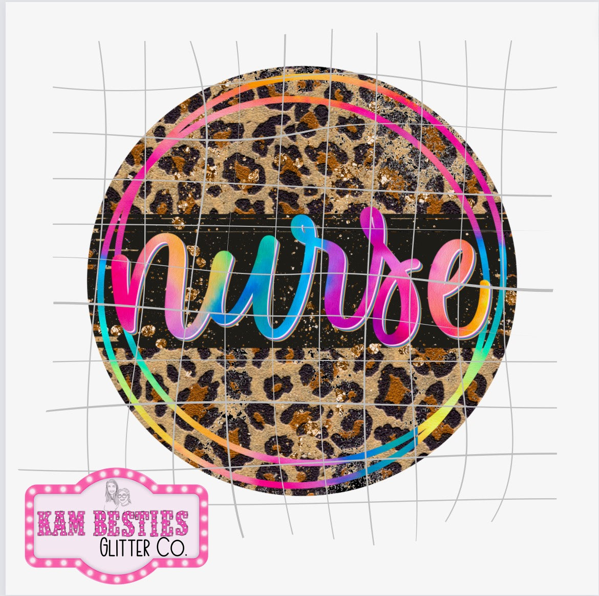 Nurse circle rainbow leopard