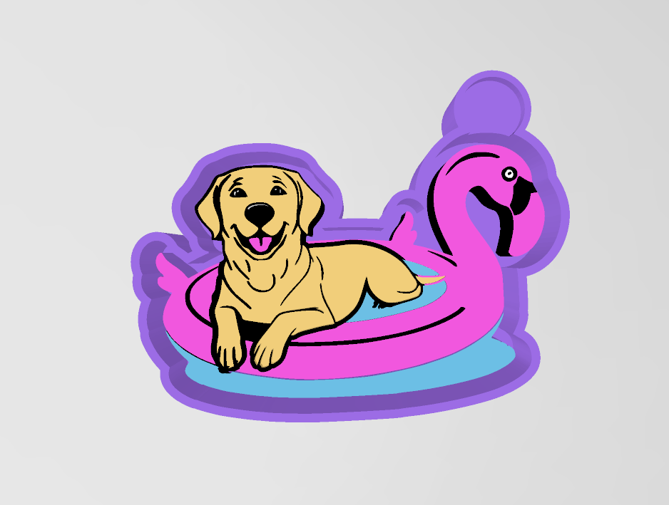 Dog on flamingo