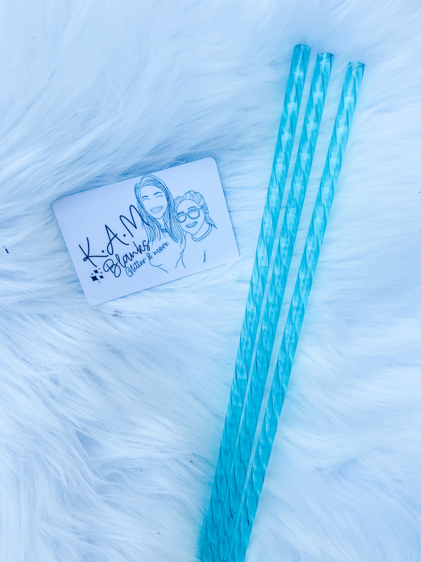 Teal  "glass" straw 10 inch