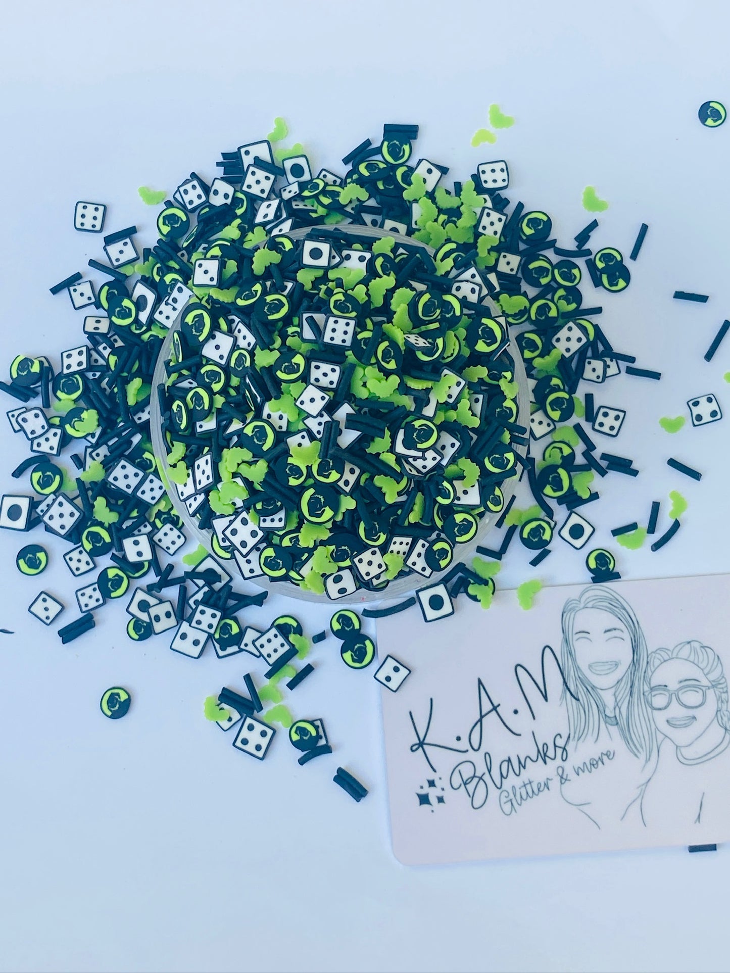 Green Dice clay slices