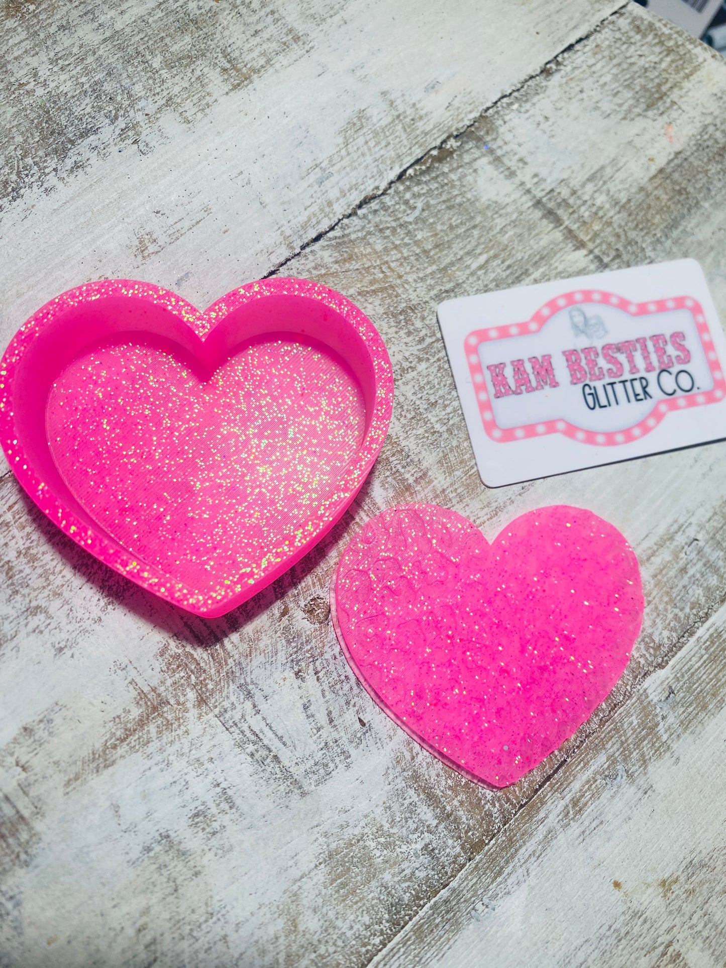 two part leopard heart mold with insert, 3.5 inches