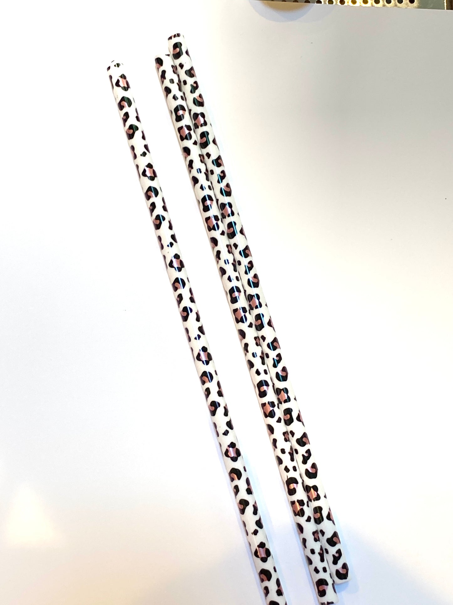 White Rose Gold Leopard straw