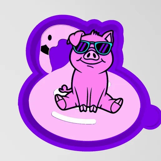 Pig with flamingo