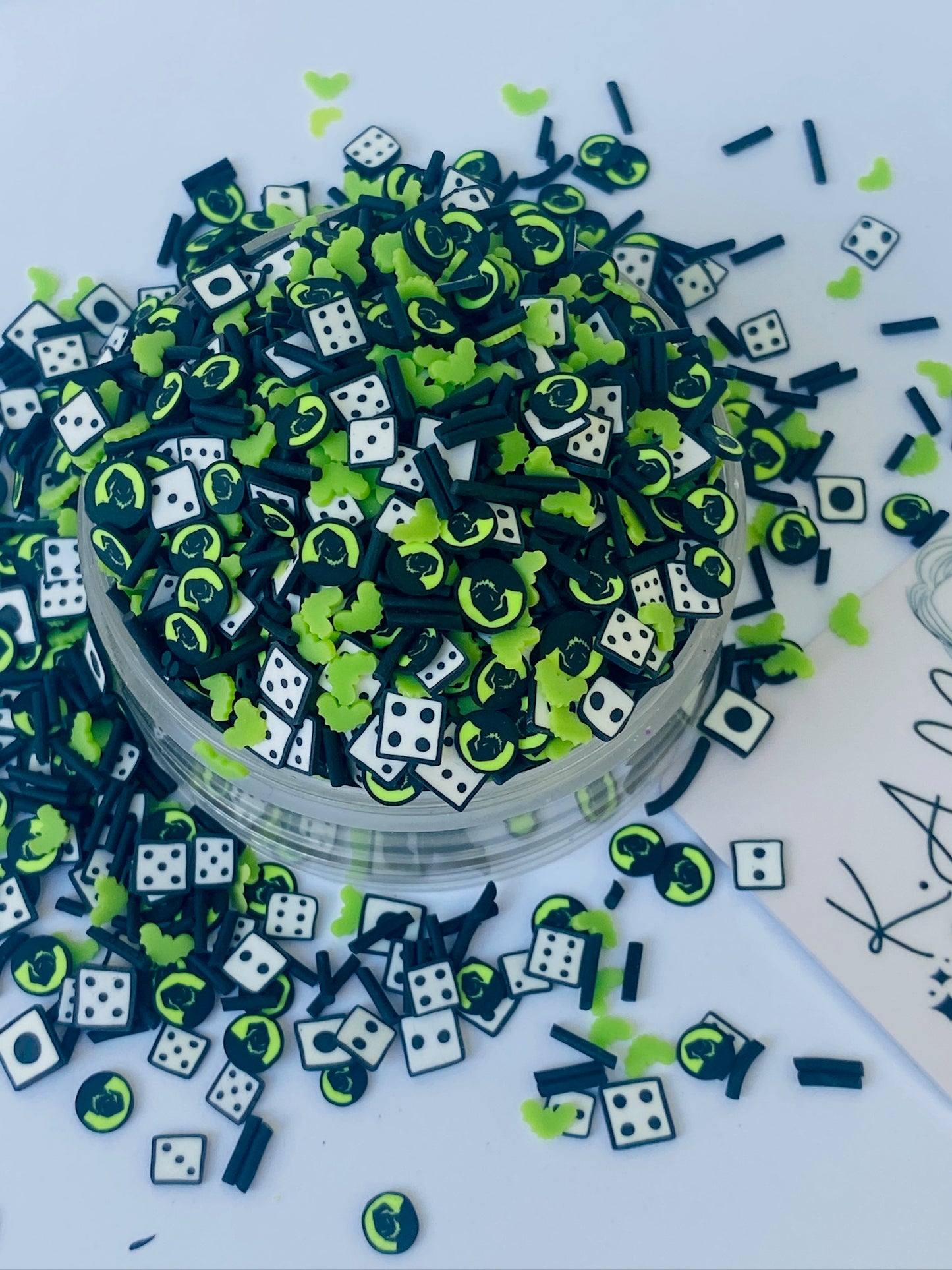 Green Dice clay slices