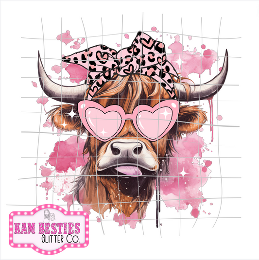 Highland Cow Hearts Decal