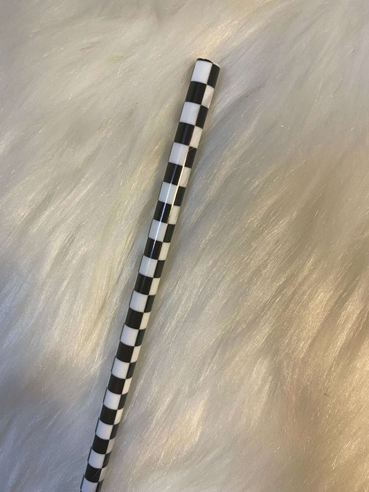 Black and white checkered straw